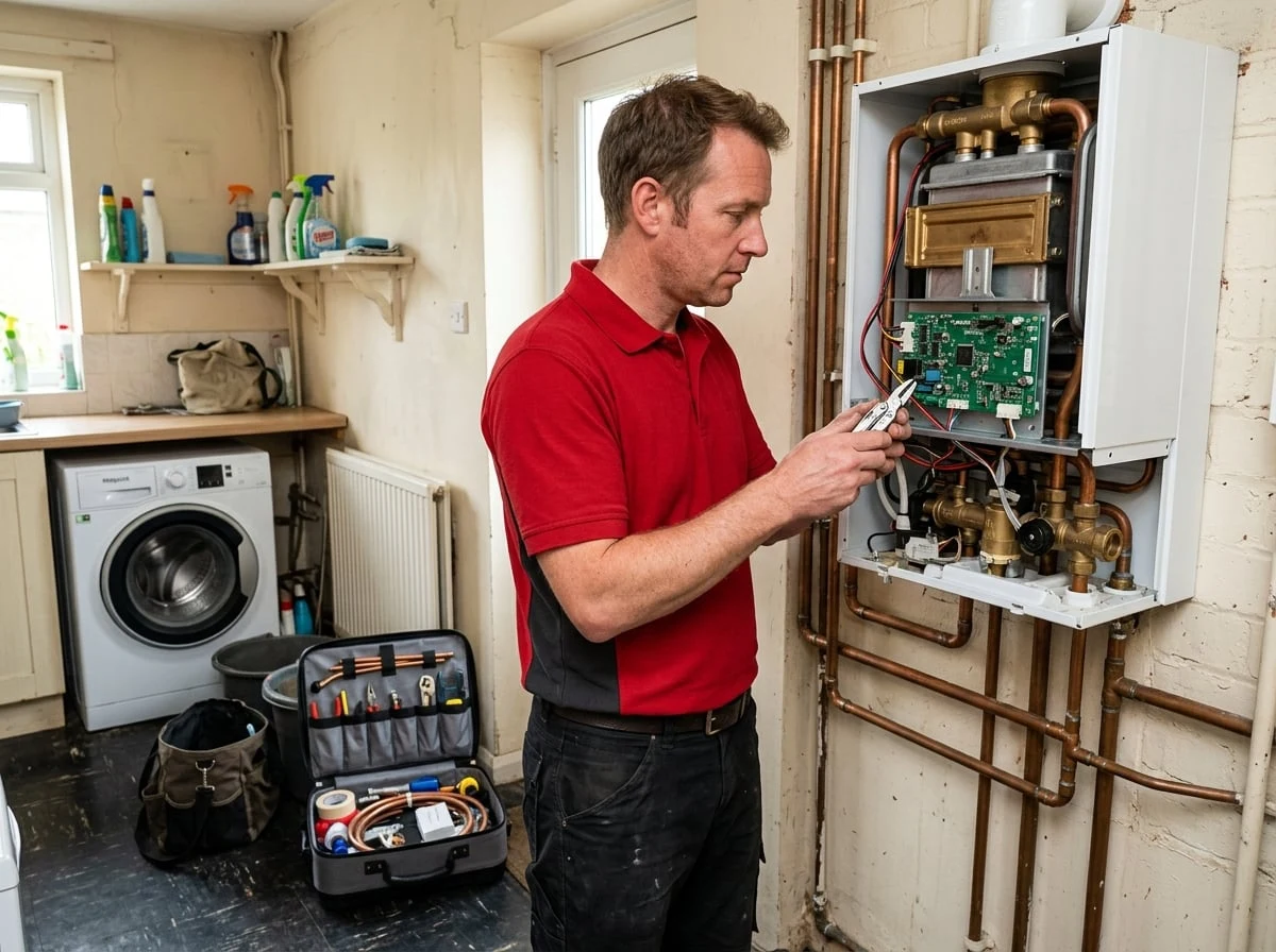 Battersea Plumbers 247 heating engineer diagnosing a combi boiler fault in Battersea