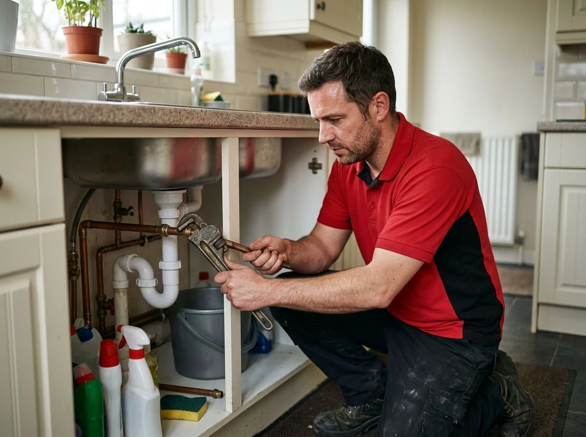 Battersea Plumbers 247 engineer carrying out emergency plumbing on a burst pipe in Battersea